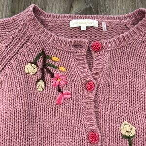 Francette Cotton Bow Embroidered Cardigan Petal Meringue - LoveShackFancy